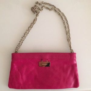 Kate Spade small pink leather chain strap clutch